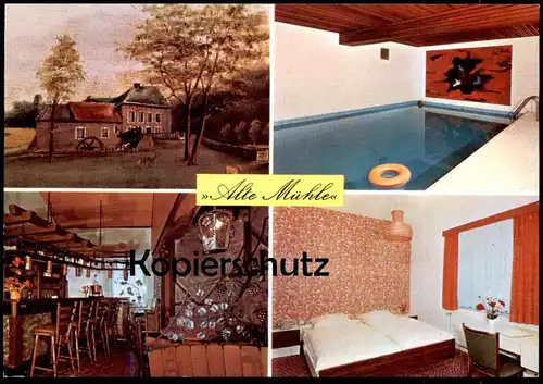 ÄLTERE POSTKARTE HOTEL RESTAURANT ALTE MÜHLE WÜRSELEN BARDENBERG SCHWIMMBAD BESITZER EHELEUTE PETER ZOPP postcard AK cpa