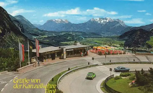 ÄLTERE POSTKARTE GRÜSSE VON DER KANZELKEHRE TIROL ACHENSEESTRASSE RASTHAUS Opel Fiat postcard Ansichtskarte cpa AK