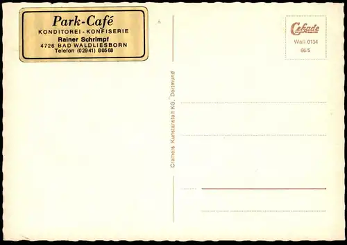 ÄLTERE POSTKARTE BAD WALDLIESBORN PARK-CAFÉ RAINER SCHRIMPF LIPPSTADT postcard Ansichtskarte cpa AK