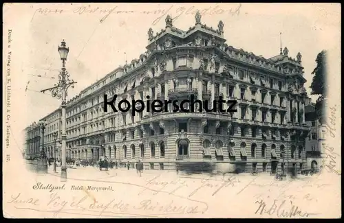 ALTE POSTKARTE STUTTGART HOTEL MARQUARDT 1898 Stempel Wangen sowie Ulm Bahnhof Ansichtskarte cpa postcard AK
