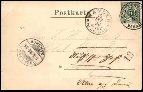 ALTE POSTKARTE STUTTGART HOTEL MARQUARDT 1898 Stempel Wangen sowie Ulm Bahnhof Ansichtskarte cpa postcard AK