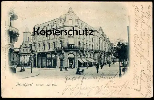 ALTE POSTKARTE STUTTGART KÖNIGIN OLGA BAU 1898 Schild Radfahren verboten Ansichtskarte cpa postcard AK