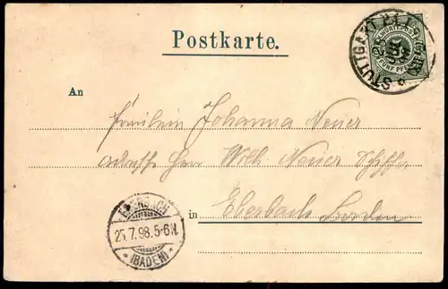 ALTE POSTKARTE STUTTGART KÖNIGIN OLGA BAU 1898 Schild Radfahren verboten Ansichtskarte cpa postcard AK