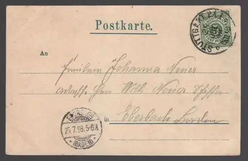 ALTE POSTKARTE STUTTGART KÖNIGIN OLGA BAU 1898 Schild Radfahren verboten Ansichtskarte cpa postcard AK