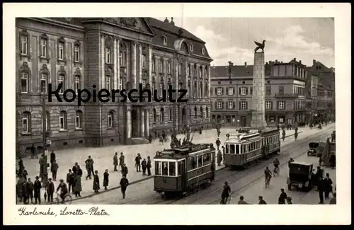 ALTE POSTKARTE KARLSRUHE LORETTO-PLATZ Strassenbahn tram tramway Ansichtskarte cpa postcard AK