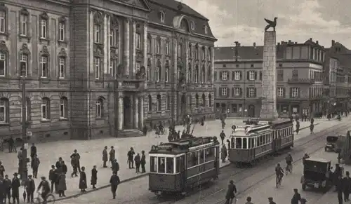 ALTE POSTKARTE KARLSRUHE LORETTO-PLATZ Strassenbahn tram tramway Ansichtskarte cpa postcard AK