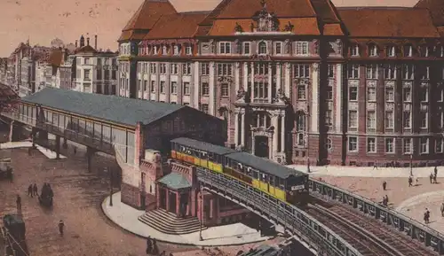 ALTE POSTKARTE HAMBURG STEUERGEBÄUDE AUF DEM RÖDINGSMARKT Hochbahn Zug Bahn train cpa AK Ansichtskarte postcard