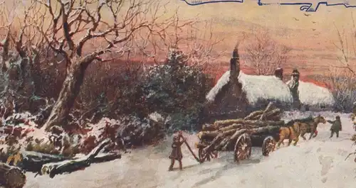 ALTE POSTKARTE FRÖHLICHE WEIHNACHTEN RAPHAEL TUCK OILETTE HOLZFUHRWERK Winter's Mantle postcard Ansichtskarte cpa AK