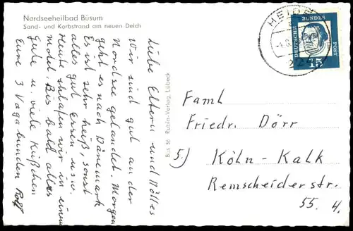 ÄLTERE POSTKARTE NORDSEEHEILBAD BÜSUM SAND- UND KORBSTRAND AM NEUEN DEICH beach plage postcard Ansichtskarte cpa AK