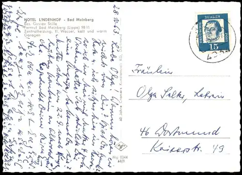 ÄLTERE POSTKARTE HOTEL LINDENHOF BAD MEINBERG BESITZER GUSTAV STILLE OSTWESTFALEN Ansichtskarte cpa postcard AK