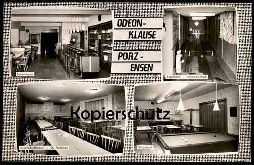 ÄLTERE POSTKARTE ODEON-KLAUSE PORZ-ENSEN GILGAUSTRASSE Billard Billiard snooker Köln Kegelbahn Ansichtskarte postcard