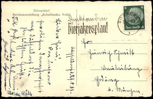 ALTE POSTKARTE DÜSSELDORF BLUMENSCHAU MIT WASSERSPIELEN Reichsausstellung Schaffendes Volk Ansichtskarte cpa postcard AK