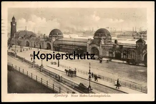 ALTE POSTKARTE HAMBURG NEUE HAFEN-LANDUNGSBRÜCKE Hamburg-Amerika-Linie Ansichtskarte cpa postcard AK