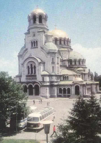 ÄLTERE POSTKARTE SOFIA THE ALEXANDER NEVSKI MEMORIAL CHURCH Nevsky Kirche orthodox église Pomeranzev Bus Autobus