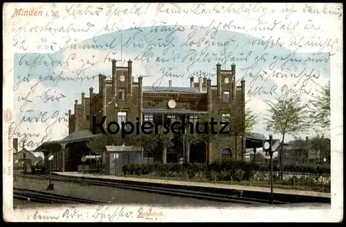 ALTE POSTKARTE MINDEN IN WESTFALEN BAHNHOF 1905 station gare Ansichtskarte postcard cpa AK