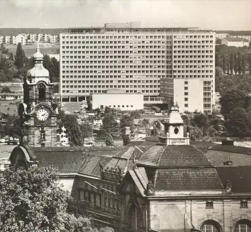 ÄLTERE POSTKARTE WIESBADEN HAUPTBAHNHOF UND STATISTISCHES BUNDESAMT Bahnhof gare station postcard cpa Ansichtskarte AK