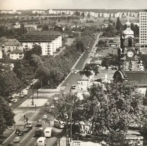 ÄLTERE POSTKARTE WIESBADEN HAUPTBAHNHOF UND STATISTISCHES BUNDESAMT Bahnhof gare station postcard cpa Ansichtskarte AK