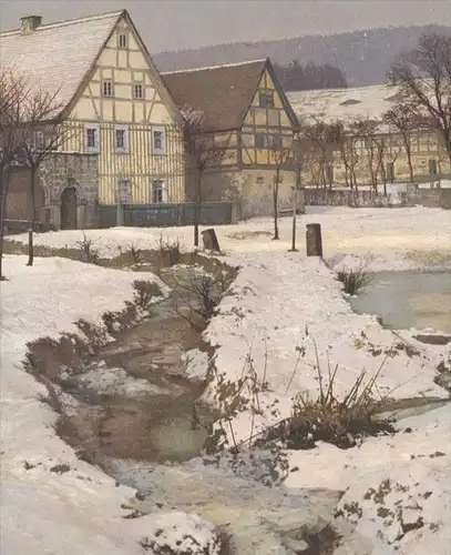 ALTE POSTKARTE BONNEWITZ DORFMOTIV BACH BEZIRK DRESDEN PIRNA GRAUPA Sachsen Bauernhaus Winter snow ruisseau runnel brook