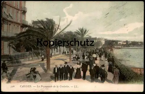 ALTE POSTKARTE CANNES LA PROMENADE DE LA CROISETTE Strandpromenade Familie Männer Frauen family beach plage postcard cpa