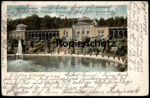 ALTE POSTKARTE K. SCHLOSS WILHELMA BEI STUTTGART 1903 Cannstatt castle chateau cpa Ansichtskarte AK