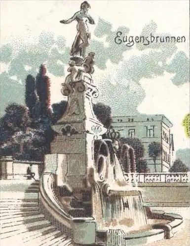 ALTE LITHO POSTKARTE GRUSS AUS STUTTGART EUGENSBRUNNEN WAPPEN 1908 Brunnen fontaine Fountain cpa postcard Ansichtskarte