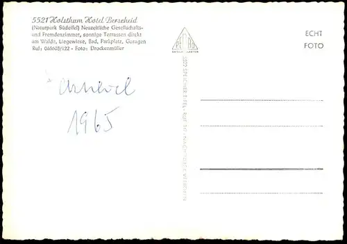 ÄLTERE POSTKARTE HOLSTHUM HOTEL BERSCHEID NATURPARK SÜDEIFEL NEUZEITLICHE GESELLSCHAFTSZIMMER Eifel Kreis Bitburg-Prüm