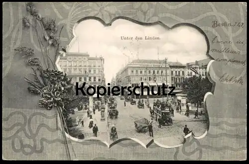 ALTE POSTKARTE BERLIN UNTER DEN LINDEN JUGENDSTIL KORNBLUME Ähren ear épi cornflower bleuet Ansichtskarte postcard cpa