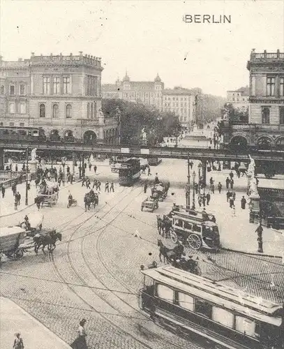 ALTE POSTKARTE BERLIN HALLESCHES TOR UND HOCHBAHN STRASSENBAHN TRAM Tramway Train Zug Ansichtskarte AK postcard cpa