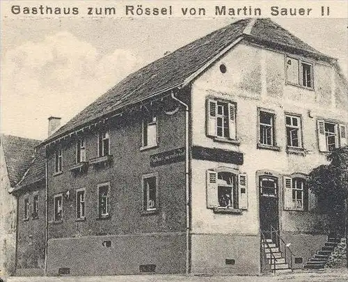 ALTE POSTKARTE DIELHEIM GASTHAUS ZUM RÖSSEL VON MARTIN SAUER II RATHAUS PANORAMA bei Sinsheim Wiesloch Ansichtskarte AK