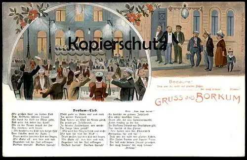 ALTE LITHO POSTKARTE GRUSS AUS BORKUM BEDAURE JUDAICA JUDAIKA JUDEN JUDE jew jewish cpa postcard AK Ansichtskarte