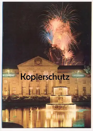 ÄLTERE POSTKARTE WIESBADEN KURHAUS MIT FEUERWERK SPIELBANK CASINO FIREWORKS Feu d'artifice cpa postcard AK Ansichtskarte