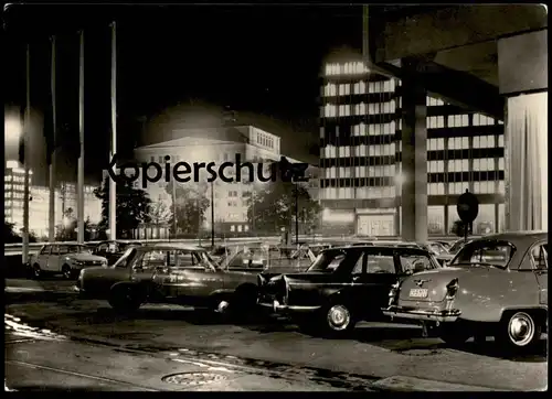 ÄLTERE POSTKARTE LEIPZIG NEUBAUTEN UND OPERNHAUS AM KARL-MARX-PLATZ LADA WARTBURG Auto Autos car cars voitures postcard