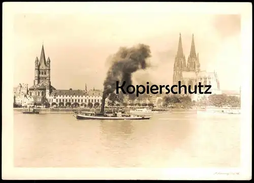 ALTE POSTKARTE KÖLN PANORAMA DAMPFER A. LEMBERG PORZ SCHIFF FRANZ HANIEL & GRAF ZEPPELIN steamship cargo freight ship AK