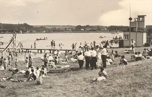 ÄLTERE POSTKARTE KRAKOW AM SEE BADEANSTALT Strandbad Bad bath beach Mecklenburg-Vorpommern AK Ansichtskarte postcard cpa