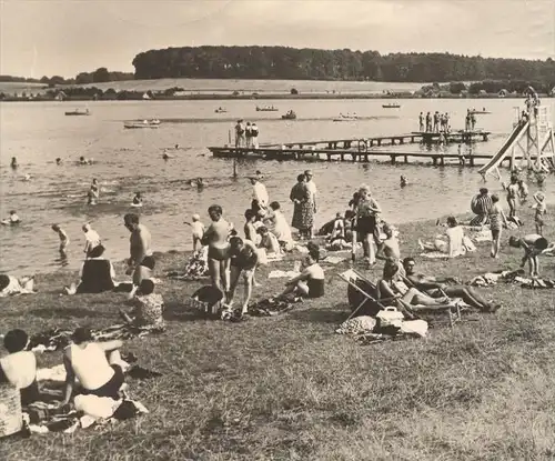 ÄLTERE POSTKARTE KRAKOW AM SEE BADEANSTALT Strandbad Bad bath beach Mecklenburg-Vorpommern AK Ansichtskarte postcard cpa