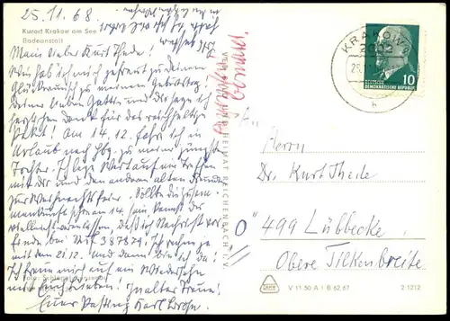 ÄLTERE POSTKARTE KRAKOW AM SEE BADEANSTALT Strandbad Bad bath beach Mecklenburg-Vorpommern AK Ansichtskarte postcard cpa