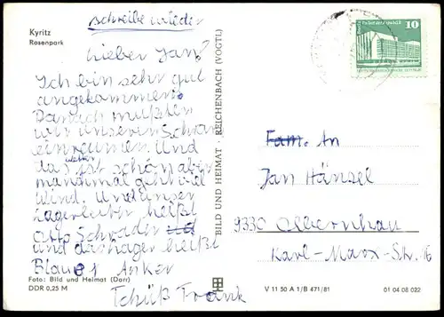 ÄLTERE POSTKARTE KYRITZ ROSENPARK BRANDENBURG Garten garden jardin Kinder enfants children postcard cpa AK Ansichtskarte