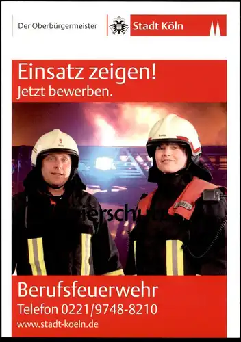 POSTKARTE BERUFSFEUERWEHR STADT KÖLN FEUERWEHR corps de pompiers fire Uniform uniforme Ansichtskarte AK postcard cpa