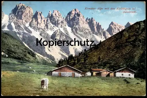 ALTE POSTKARTE KEMATER ALPE MIT DEN KALKKÖGELN BEI INNSBRUCK 1911 Alm alp Kuh cow vache Ansichtskarte AK postcard cpa