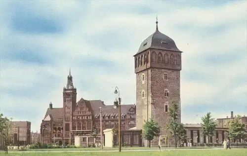 ÄLTERE POSTKARTE KARL-MARX-STADT BLICK ZUM ROTEN TURM view towards red tower tour rouge Chemnitz AK Ansichtskarte cpa