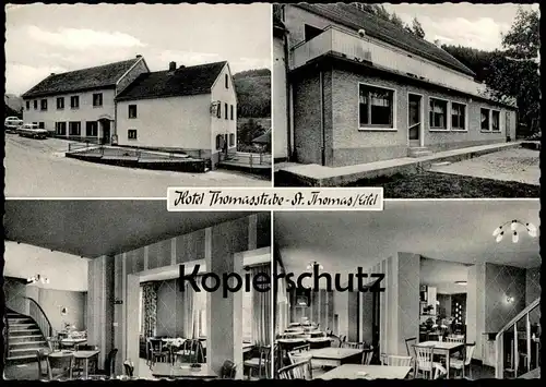 ÄLTERE POSTKARTE ST. THOMAS BEI KYLLBURG EIFEL HOTEL THOMASSTUBE M. LAKOTTA RECHTECKSTEMPEL 22b ÜBER BITBURG postcard AK
