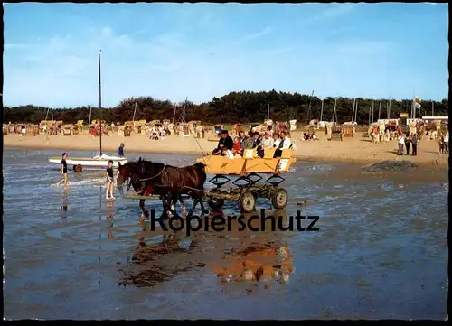 POSTKARTE NORDSEEBAD CUXHAVEN SAHLENBURG WATTWAGEN ZUR INSEL NEUWERK Kutsche coach horse-drawn-carriage Ansichtskarte AK