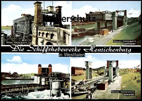 POSTKARTE SCHIFFSHEBEWERK HENRICHENBURG BEI DORTMUND vrachtschip Beater ship's lift ship ascenseur à bateau hoist cpa AK