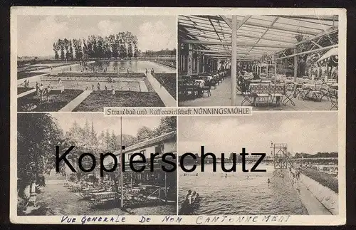 ALTE POSTKARTE STRANDBAD UND KAFFEEWIRTSCHAFT NÜNNINGSMÜHLE DUMTE BORGHORST STEINFURT SCHWIMMBAD BAD bath piscine AK cpa