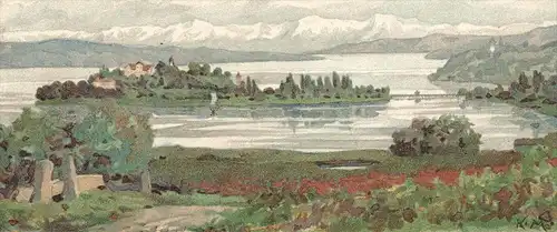 ALTE KÜNSTLER LITHO POSTKARTE GRUSS VON DER INSEL MAINAU BODENSEE Konstanz Velten's Künstler-Ansichtskarte cpa postcard