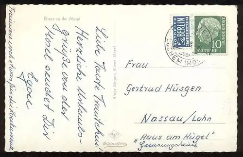 ÄLTERE POSTKARTE ELLENZ-POLTERSDORF AN DER MOSEL COCHEM Ansichtskarte AK postcard cpa