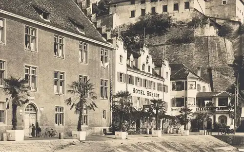 ALTE POSTKARTE MEERSBURG AM BODENSEE UNTERSTADT HOTEL SEEHOF HECHT Motorrad motorbike moto Ansichtskarte AK postcard cpa