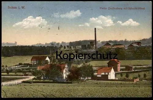 ALTE POSTKARTE SCHEE PARTIE QUELLENBURG MIT SCHACHT HÖVEL ZECHE BERGBAU SPROCKHÖVEL bei Hattingen mines mining postcard