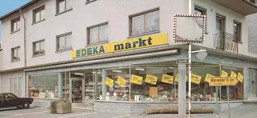 ÄLTERE POSTKARTE RITTERSDORF EDEKA MARKT BEI BITBURG Strassenschild Waxweiler & Oberweiler Supermarkt Discounter cpa AK