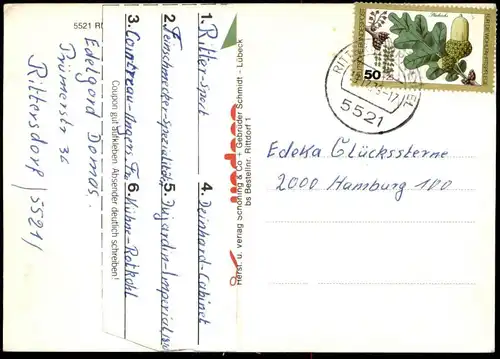 ÄLTERE POSTKARTE RITTERSDORF EDEKA MARKT BEI BITBURG Strassenschild Waxweiler & Oberweiler Supermarkt Discounter cpa AK
